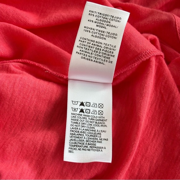 NWT Lucky Brand Mixed Media Modal Cotton Gauzy Pockets Top Pink/Chrysanthemum - Picture 9 of 9